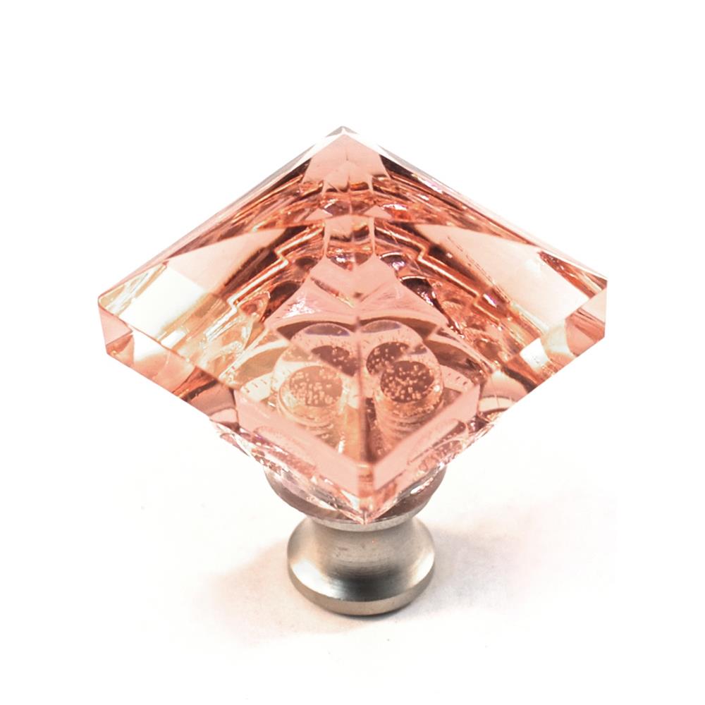 Cal Crystal M995 PINK Crystal Excel SQUARE KNOB in Pewter